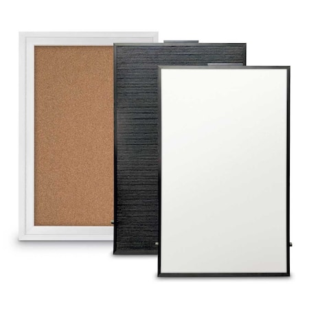 United Visual Products Corkboard, Fabric, Wht/Pumc, 1 Door, 48x48" UV3035-WHITE-PUMICE